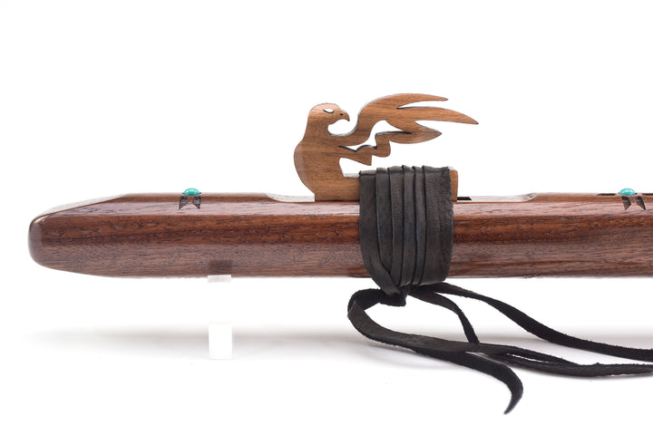 Red Tail Hawk "G" - Noyer avec incrustation de turquoise
